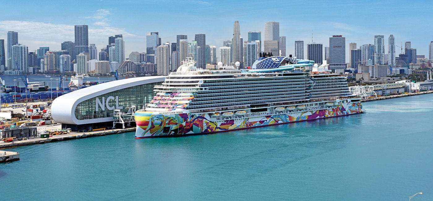 Image: Norwegian Aqua docked in Miami. (Photo Credit: Norwegian Cruise Line)