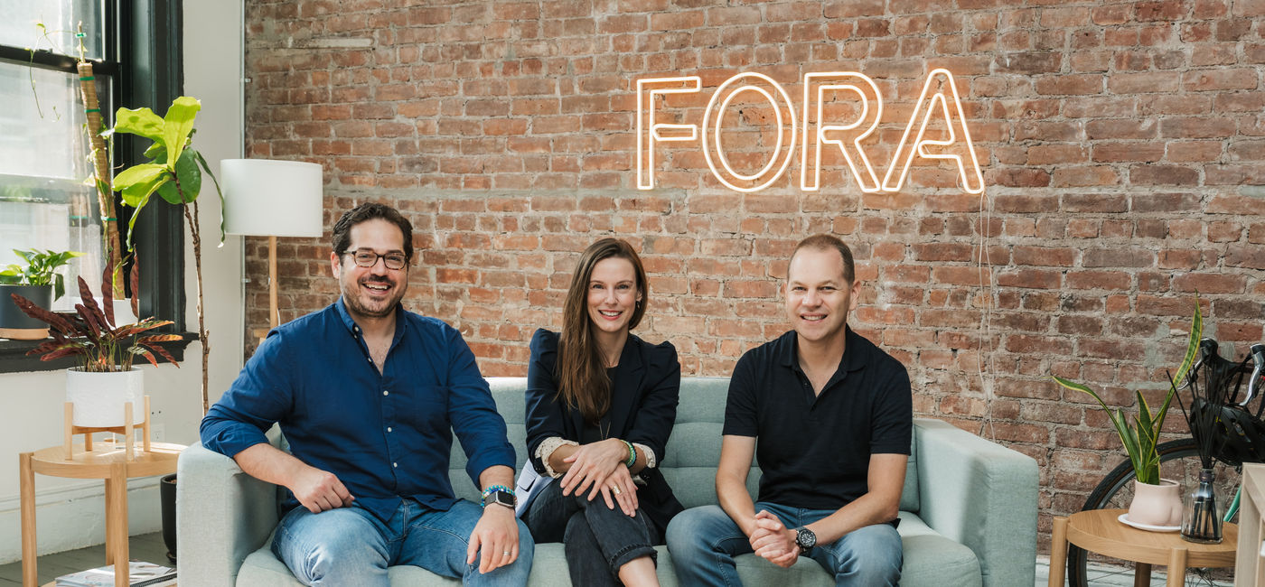 Image: The Fora team of Jake Peters (left), Henley Vazquez (center) and Evan Frank (right). (Photo Credit: Fora)