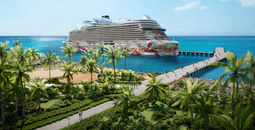 Rendering of the new multi-ship pier at Norwegian Cruise Line's Great Stirrup Cay, Bahamas.