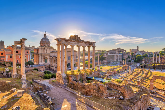 Ruins of the Roman Forum in Rome, Italy. 
