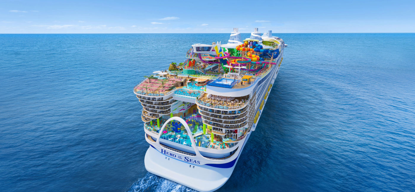 Image: Aerial rendering of the Hero of the Seas, Royal Caribbean's fourth Icon Class ship, to debut August, 2027. (Photo Credit: Royal Caribbean International)