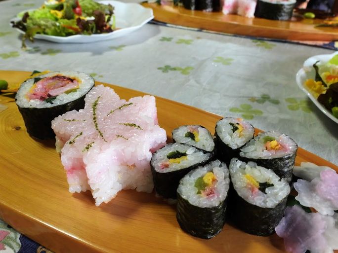 Artistically presented sushi in Mitake on a Walk Japan tour. Artistically presented sushi in Mitake on a Walk Japan tour.