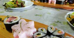 Artistically presented sushi in Mitake on a Walk Japan tour.