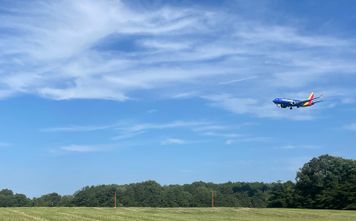Southwest Airlines plane landing at Baltimore/Washington International Airport