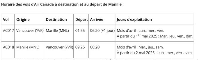 Vancouver tro Manila Air Canada Schedule Vancouver tro Manila Air Canada Schedule