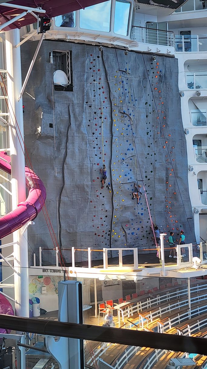 Rock Climbing Wall aboard Utopia of the Seas. Rock Climbing Wall aboard Utopia of the Seas.