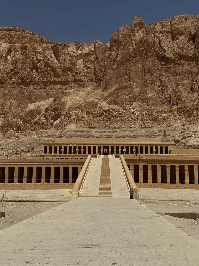 Exterior of the Temple of Hatshepsut in Deir el-Bahari, Egypt.
