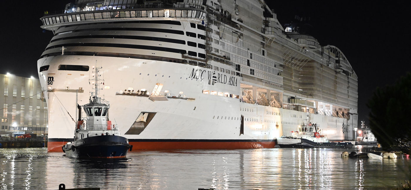 Image: MSC World Asia floats out (Photo Credit: Bernard Biger/Chantiers de l’Atlantique)