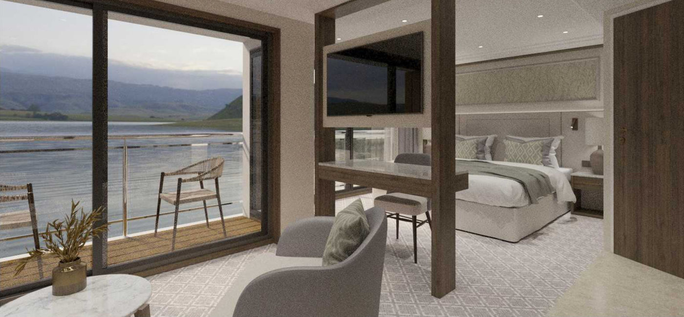 Image: Rendering of a Grand Suite aboard the new Riviera Radiance. 