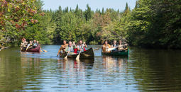 Traditional Huron canoeing Quebec