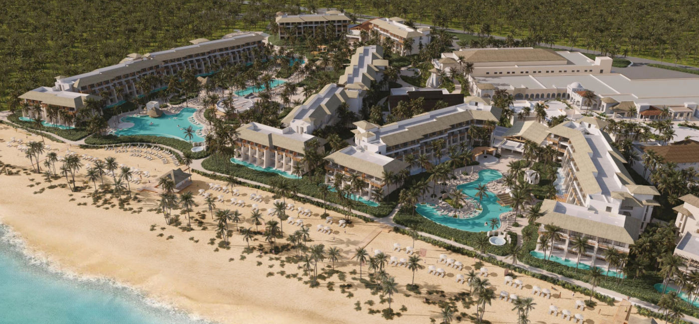 Image: Rendu d’une vue aérienne du Dreams Playa Esmeralda Resort & Spa (Source: Hyatt Hotels Corporation)
