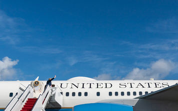 President Donald Trump boards Air Force One at Palm Beach International Airport