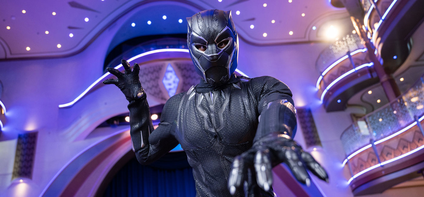 Image: Unique to Disney Destiny’s Grand Hall is lighting that transforms the space with different colors as a hero or villain’s story unfolds. (Photo Credit: Disney Cruise Line)