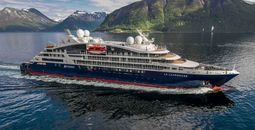 The 184-passenger Le Lapérouse has the sleek, super-yacht look of Ponant's existing fleet, but is slightly smaller and sports a unique feature: the Blue Eye, a multi-sensory underwater lounge. (Photo courtesy of Ponant Cruises)