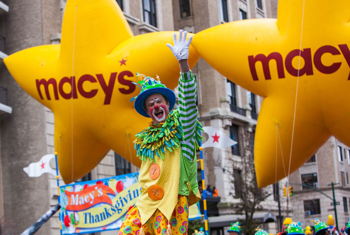 Macy's, Thanksgiving, parade, balloons, clown, New York, New York City, NYC, holidays