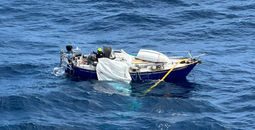 The man's sailboat was disabled by gale-force winds and 30-foot seats