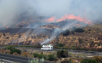 A wildfire burns in Spain
