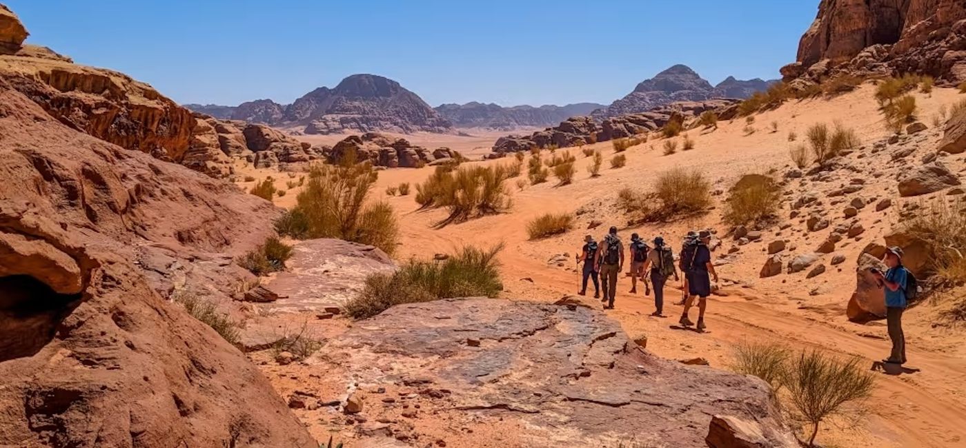 Image: Travelers on a Petra and Wadi Rum Trek (Source: Exodus Adventure Travels)