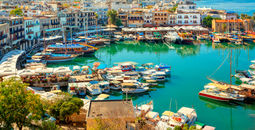 Kyrenia (Girne) old harbor on the northern coast of Cyprus.