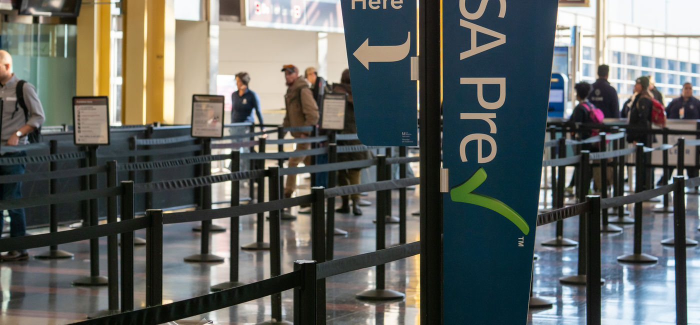 Image: TSA PreCheck lane at Reagan National Airport. (photo via David Tran/iStock Editorial/Getty Images Plus)