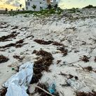 Plastic on the beach in Turks and Caicos