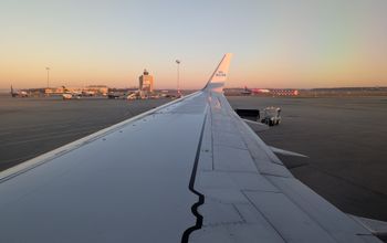 KLM plane wing, air travel
