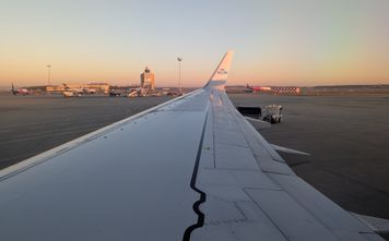 KLM plane wing, air travel