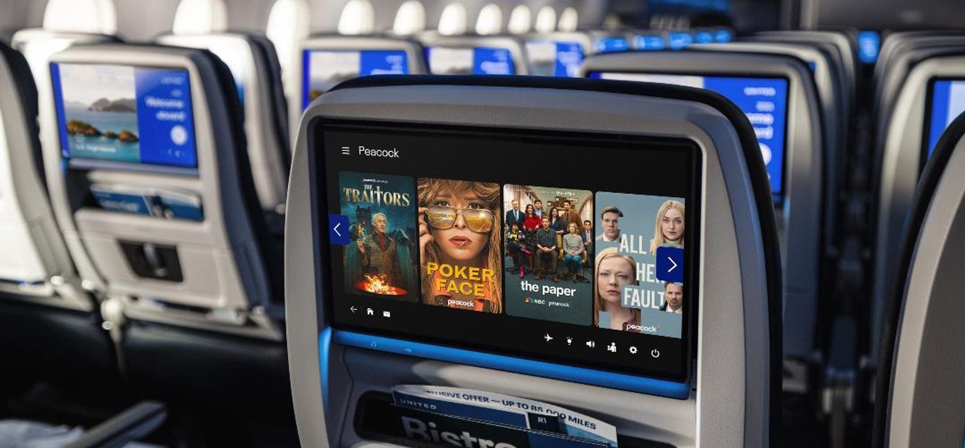Image: United Airlines New Inflight Peacock Channel (Photo Credit: United Airlines)