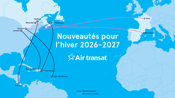 New Air Transat route map (french)