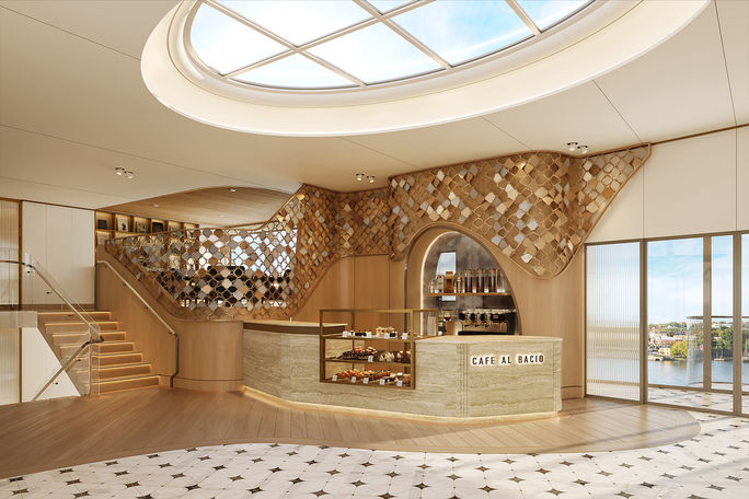 A rendering of one of the dining venues, Cafe Al Bacio