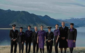 A group of Air New Zealand crew in the airline's new uniforms