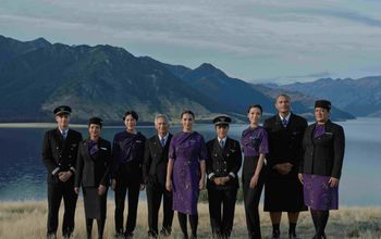 A group of Air New Zealand crew in the airline's new uniforms