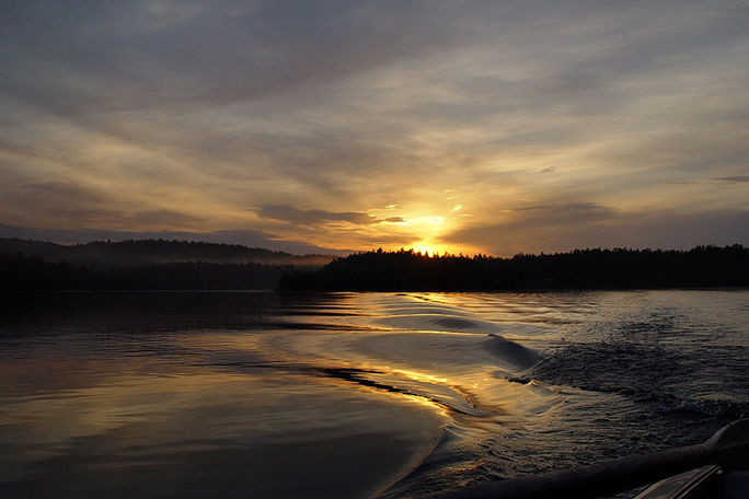 Finnish Lapland with midnight sun.