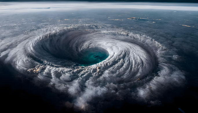 Aerial view of a hurricane