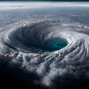 Aerial view of a hurricane