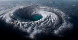 Aerial view of a hurricane