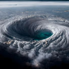 Aerial view of a hurricane