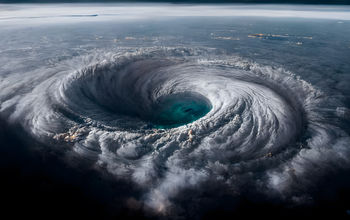 Aerial view of a hurricane