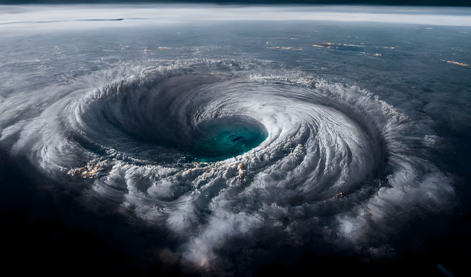Aerial view of a hurricane