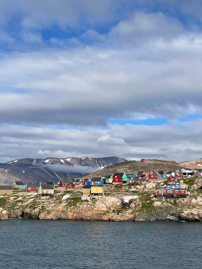 Ittoqqortoormiit, a small town in East Greenland with roughly 350 residents Ittoqqortoormiit, a small town in East Greenland with roughly 350 residents