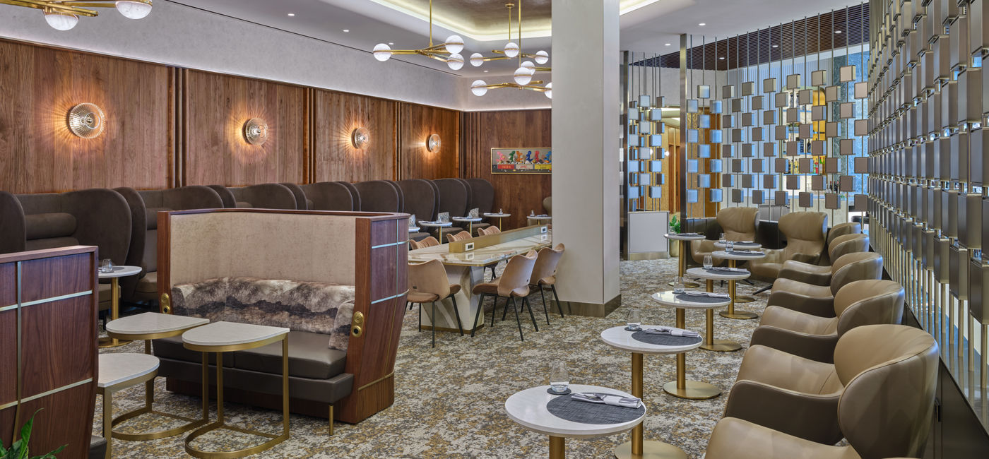 Image: The living room area inside the new Delta One Lounge at LAX. (Photo Credit: Delta Air Lines)