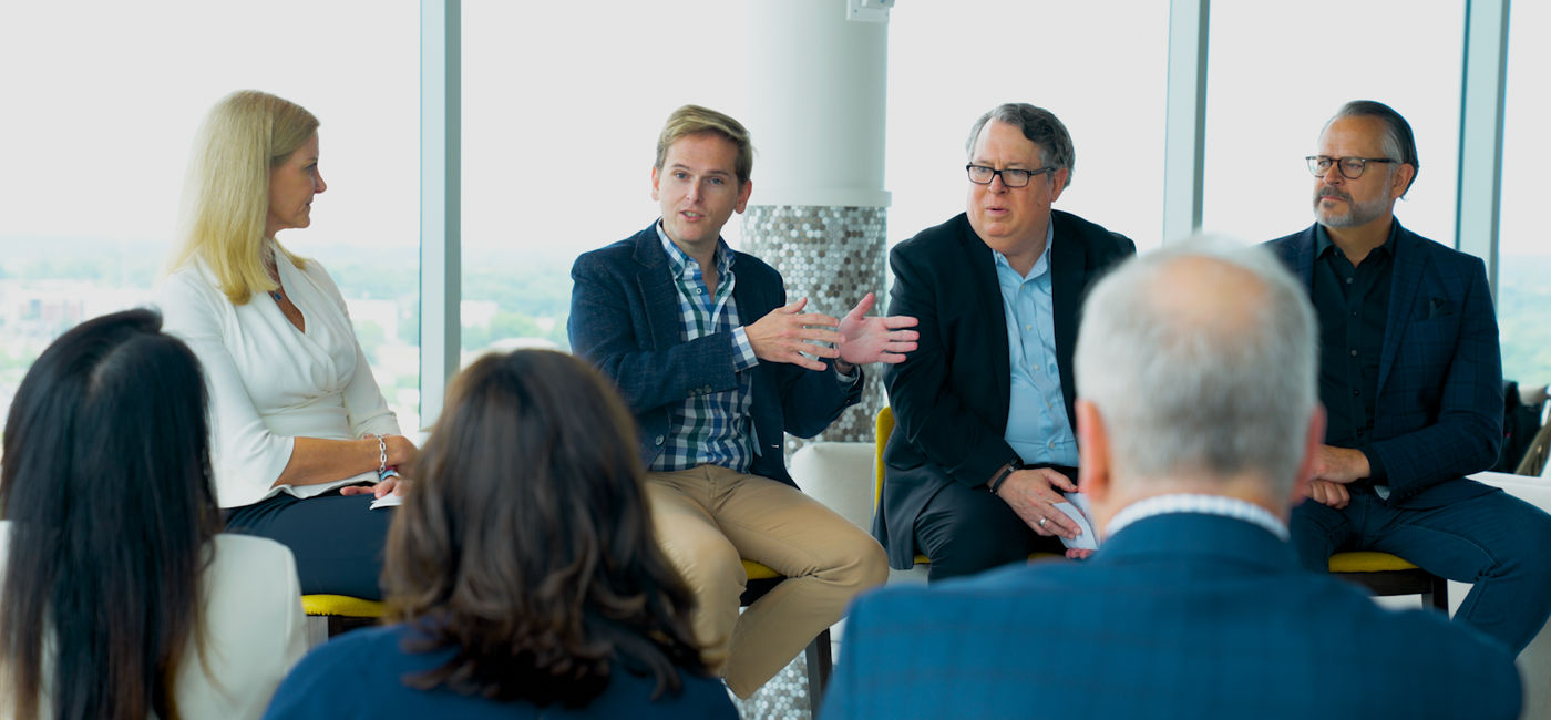 Image: Hilton executives at “The Art of the Hilton Brand” event included (left to right) Katherine Lugar, Juan Corvinos, Bill Duncan and Matt Wehling.  (Photo Credit: Hilton)