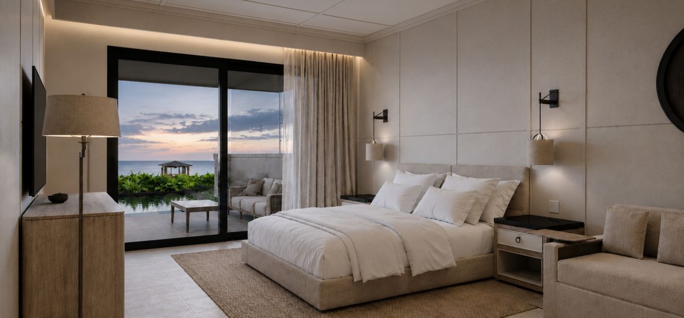 Image: Rendering of the Alcoba Oceanfront swimup room at the UNICO 18°77° Montego Bay resort. (Photo Credit: UNICO Hotel Collection)