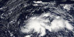 Hurricane Ophelia as a tropical storm in the Atlantic Ocean