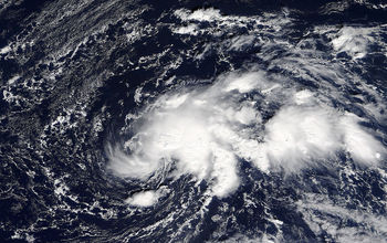Hurricane Ophelia as a tropical storm in the Atlantic Ocean