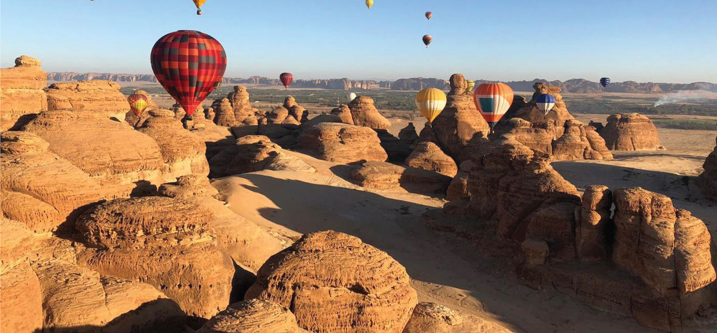 Image: Hot air balloons over AlUla. (photo courtesy of Saudi Tourism Authority)
