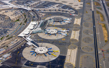 Aerial view of EWR Terminal B and C aprons.