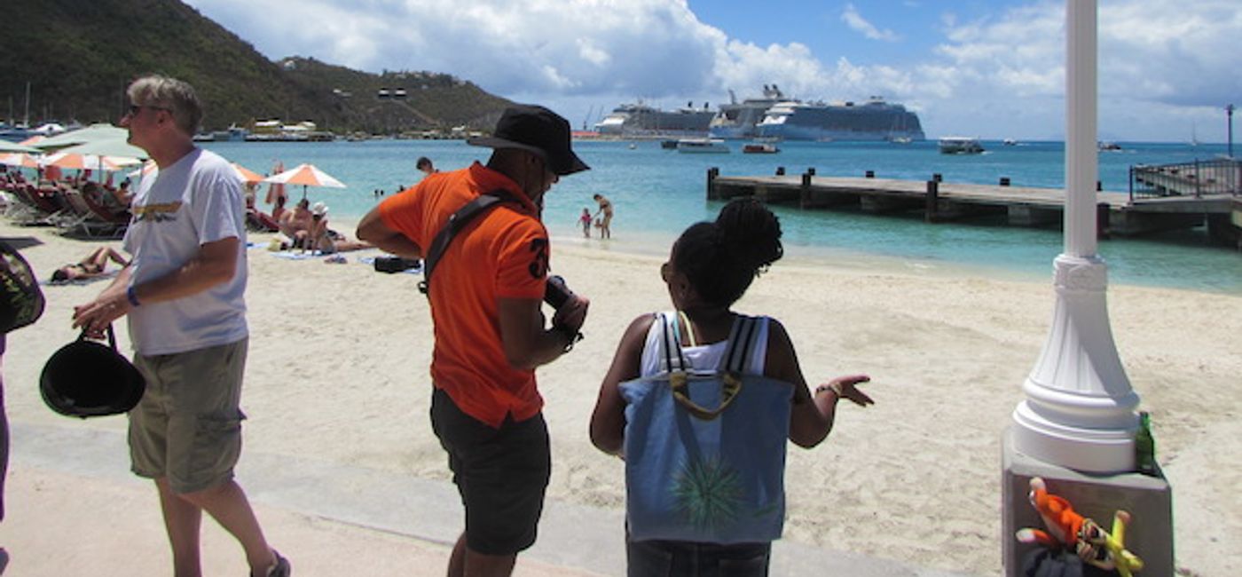 Image: PHOTO: St. Maarten shoreline with the cruise ship port in the distance. (photo by Brian Major)