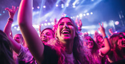 Fans cheering at a music concert.