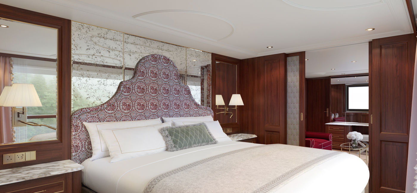 Image: A rendering of a Grand Suite bedroom aboard S.S. Clara (Photo Credit: Uniworld Boutique River Cruises)